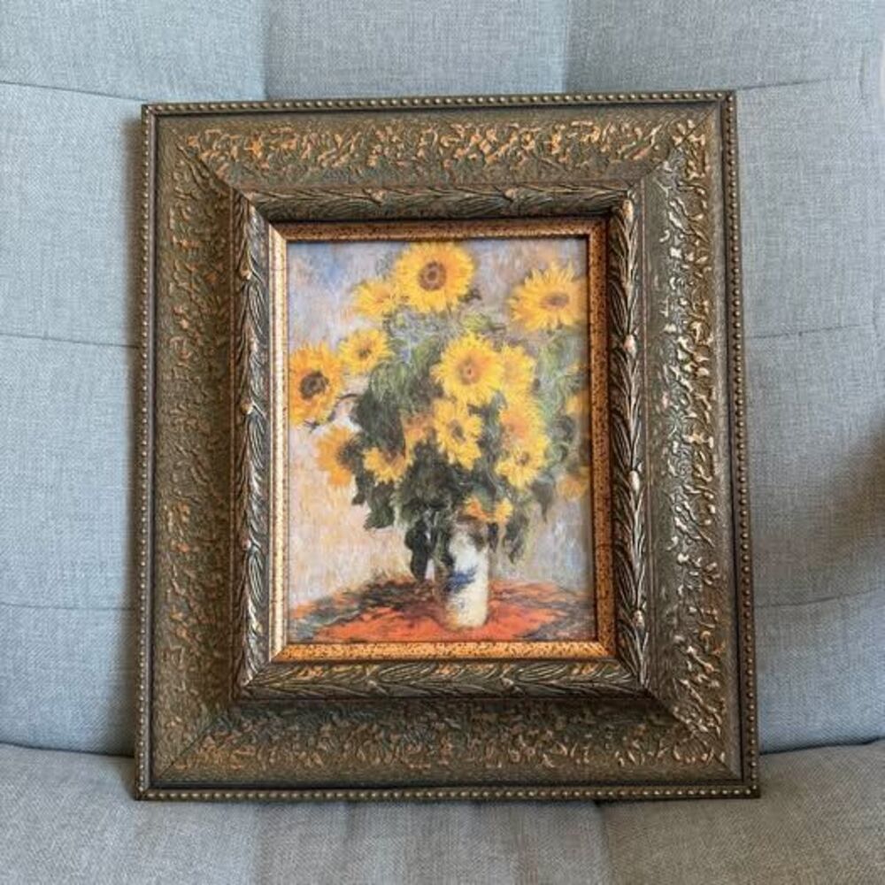 Claude Monet "Bouquet of Sunflowers" Impressionist Art Print in Ornate Frame